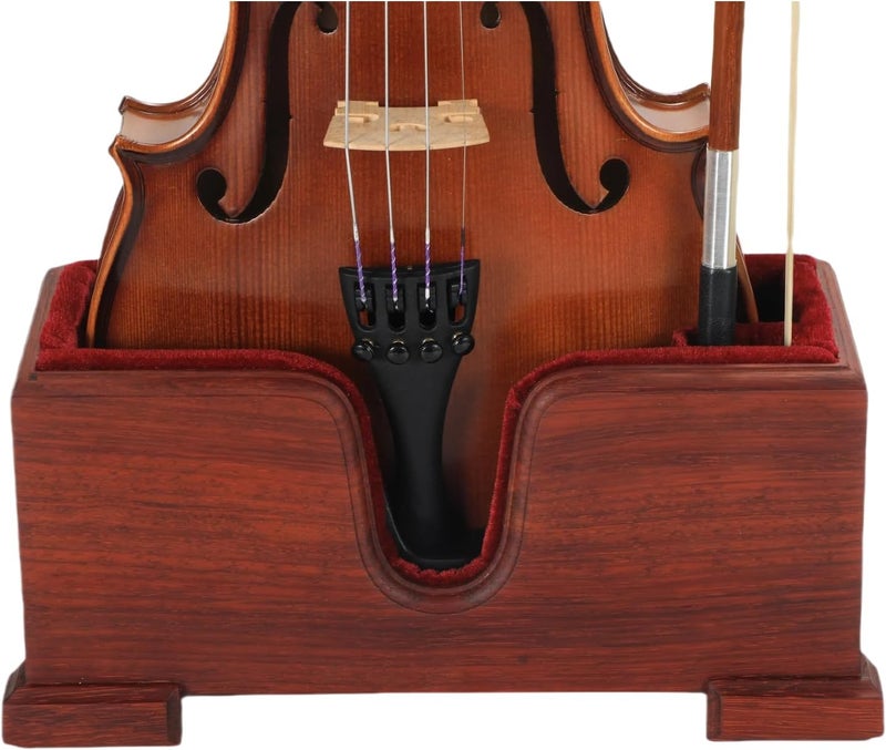 YWYLL Violin and Bow Holder ( Stand), Wooden Violin Holder Floor Display for Violin, Velvet Protection, Stable and Classy Aesthetic (5-rosewood + red relvet) - Image 1